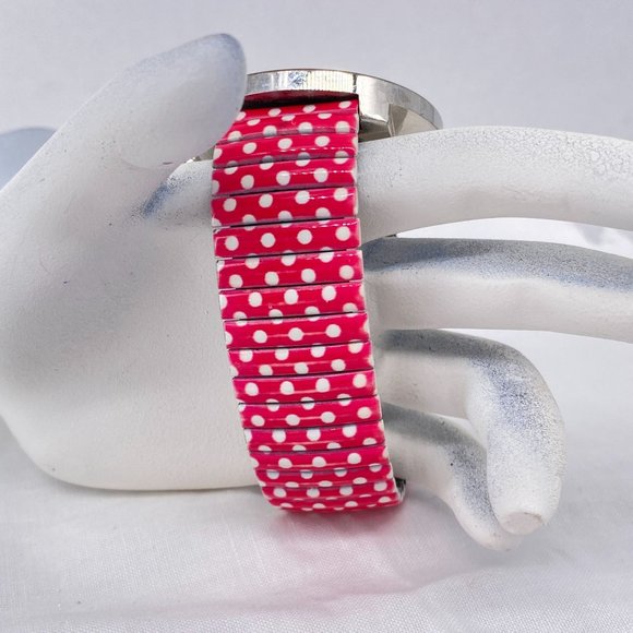 Watch Minnie Mouse Accutime for Disney Pink Dial Pink Polka Dot Enamel Stretch B - Picture 5 of 8